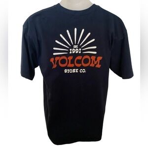 VOLCOM Ice Cold Stoke Navy Blue Skate Tee Shirt Men L Large